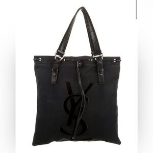 Yves Saint Laurent Rive Gauche Velvet Trimmed Denim Kahala Tote Bag